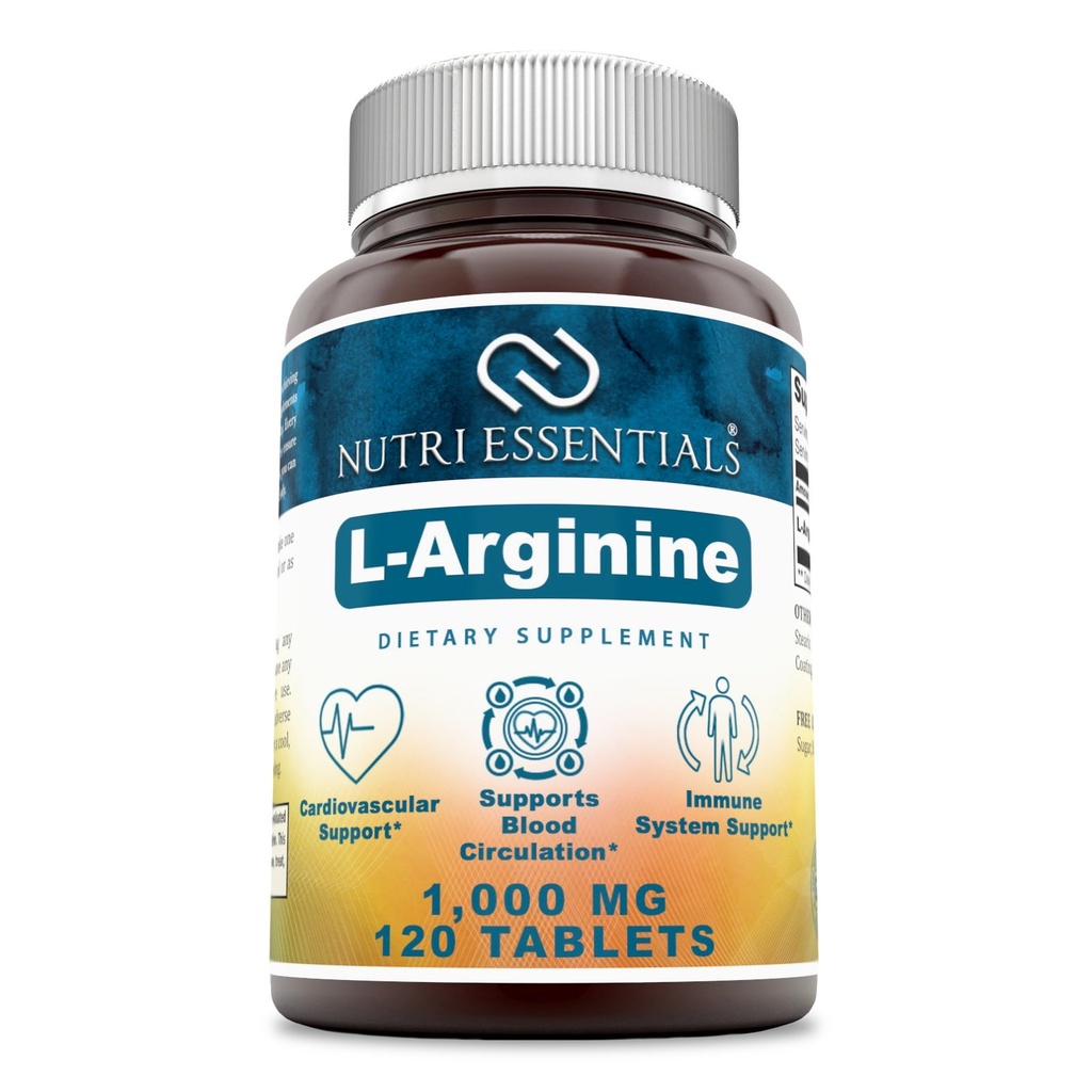 L-Arginine 1000 Mg 120 tabletten Dieetsupplement - Ondersteunt Cardiovasculaire Gezondheid - Ondersteunt Immuun Systeemfuncties - Bevordert bloedcirculatie
