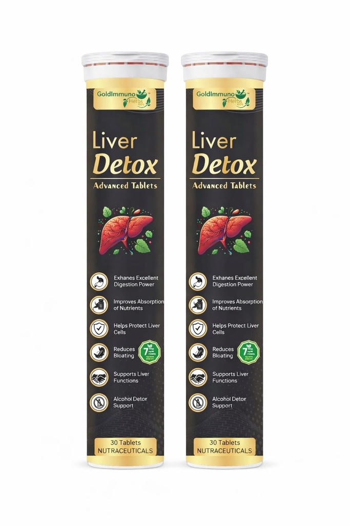 GoldImmuno Herbs Liver Support Supplement, Detox and Cleanse Formula Supports,Digestion Helps Reduce Bloating & Improve Nutrient Absorption | For Men & Women | 30 Tablets (Packof 2)
