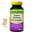 Spring Valley Super Vitamine B Complex Calcium Carbonaat, Ascorbic Acid 100 Tablets Bundel met Lual's 45 diabetes gedecodeerd
