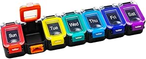 EZY DOSE Weekly (7-Dag) Dagelijkse Pillen Planner, Medicine Case, Vitamine Organizer Container, Waterproof Locking Compartments om Veilige Prescriptie Medicatie en te voorkomen dat per ongeluk morsen, Regenboog