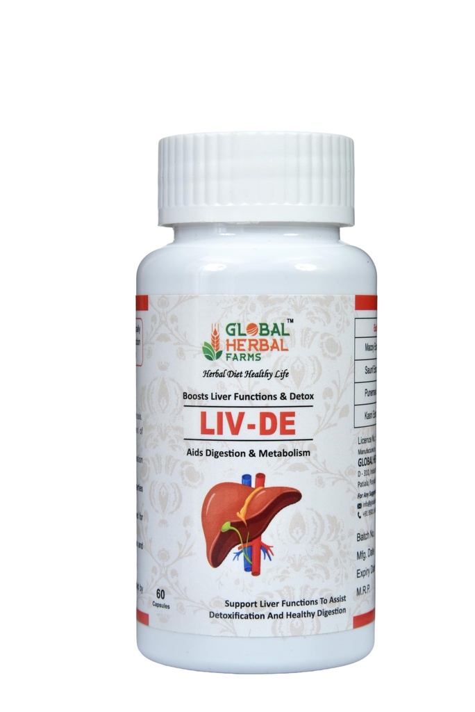Liv-De Capsules (60 Caps) | Ayurvedic Liver Care Formula | Herbal Extract Capsules | Gluten Free Vegan | Daily Liver Wellness Support