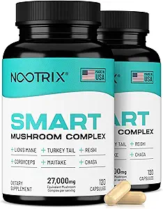Nootrix Smart Pays Complex Supplement Ondersteunt Geheugen, Geestelijke Focus, Cognitieve Gezondheid &amp; Energie 27.000mg Organische ›› Lions Mane, Reishi, Cordyceps, Chaga & Turkey Tail 240 Capsules