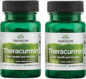 Swanson Theracurmine - Herbal Supplement Ondersteuning van Joint Health & Mobility - Geformuleerd voor hoge absorptie - (30 capsules, 100 mg elk) (2 verpakkingen)