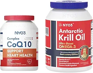 NYO3 Coq10 120mg Ondersteuning Hart- en Krillolie 1000mg Softgels bundel