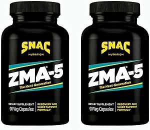 SNAC ZMA-5 Slaaphulpsupplement, het bevorderen van spierherstel en groei, immuunondersteuning, & herstellende slaap met zink, Magnesium & 5-HTP, postworkout, voor Bed ZMA-supplementen 180 Tellen (2 Pack)