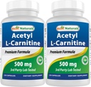 Best Naturals Acetyl L-Carnitine (ALCAR) 500 mg, 120 capsules, 120 porties - Non-GMO en Glutenvrij, 1 capsule per portie (2 verpakkingen)