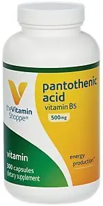De vitamine Shoppe Pantothenic Acid 500MG, met vitamine B5, ondersteunt energieproductie & haar, huid, nagels, eenmaal daags (300 capsules)