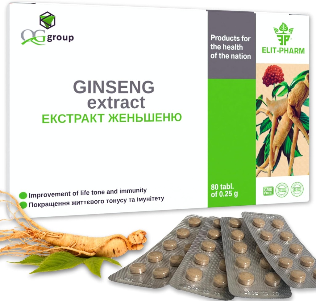 QG groep Ginseng Extract & Licorice Root Extract met vitamine C (80 tabletten - 210 mg elke) Dieetsupplement voor mannen en vrouwen