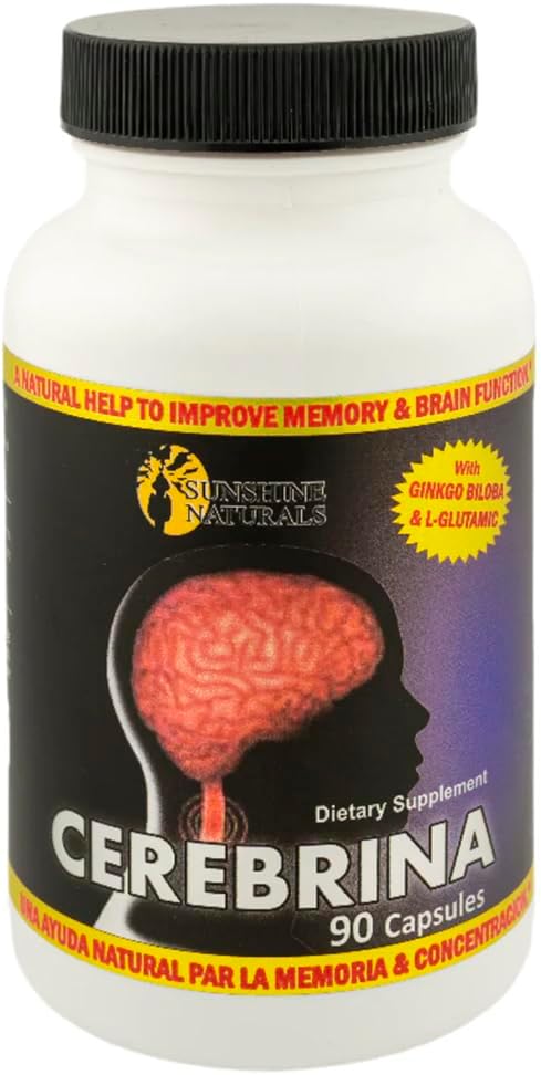 Sunshine Naturals Cerebrina met Ginkgo Biloba & L-Guttle Geheugen & Focus Support Supplement 