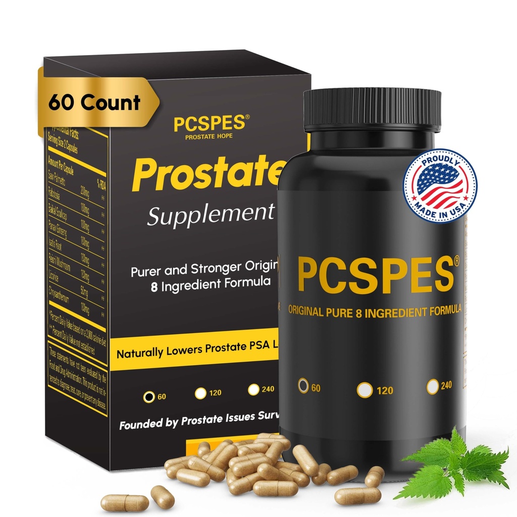 Prostaat Gezondheid Supplementen voor mannen - Lagere PSA niveaus natuurlijk met Saw Palmetto & 7 Pure Kruiden - Blaas controle supplementen en verminderen nachtelijke urine 60 Tel.