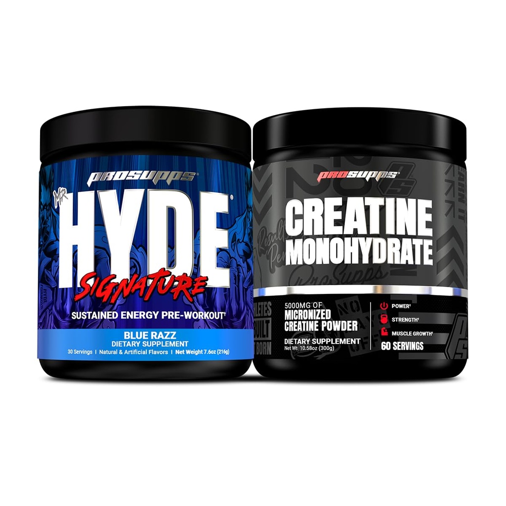 PROSUPPS Hyde Signature Sustained Pre-workout, Blue Razz, 30-Servings en Creatine 300 Bundle