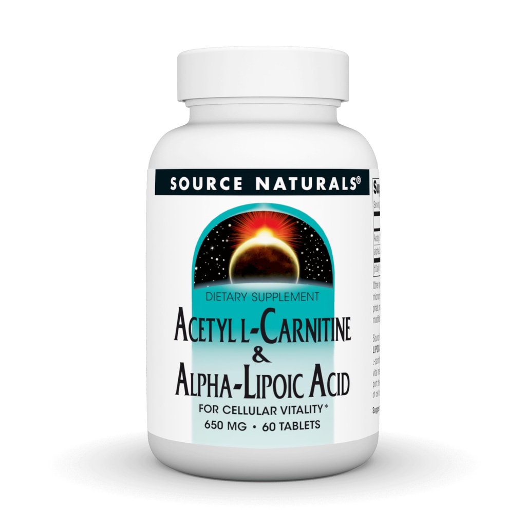 Bron Naturals Acetyl L-Carnitine & Alpha-Lipoic Acid, for Cellular Vitality*, 650mg - 60 Tablets