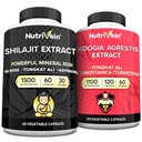 Nutrivein Premium Shilajit Capsules en Fadogia Agrestis Supplement Bundle: Krachtige Shilajit voor vrouwen en mannen + Fadogia Agrestis met Tongkat Ali Supplement voor prestaties, duurzaamheid, & vitaliteit