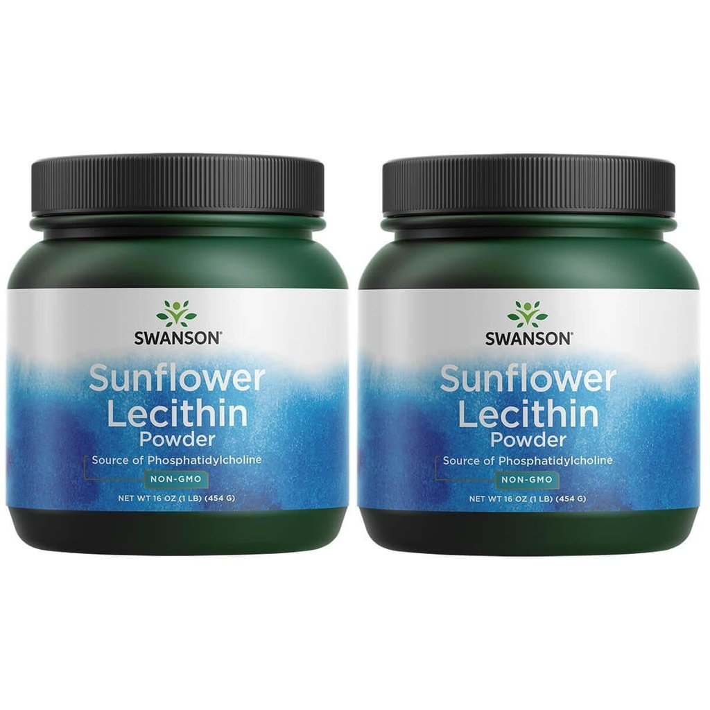 Swanson Zonnebloem Lecithin Brain Health Nerveus Systeem Ondersteuning Non-GMO Soy-Free Vegetarian 16 oz (1lb) 454 gram Poeder (2 Pack)