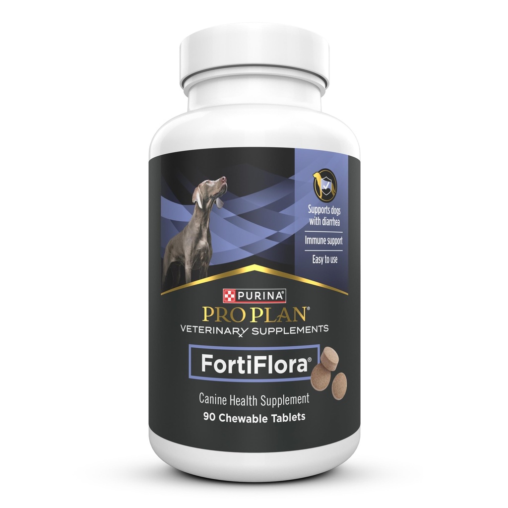 Purina Pro Plan Veterinaire Supplementen FortiFlora Probiotica voor honden Kauwtabletten voor spijsvertering Gut Health en diarree - 90 ct. Canister