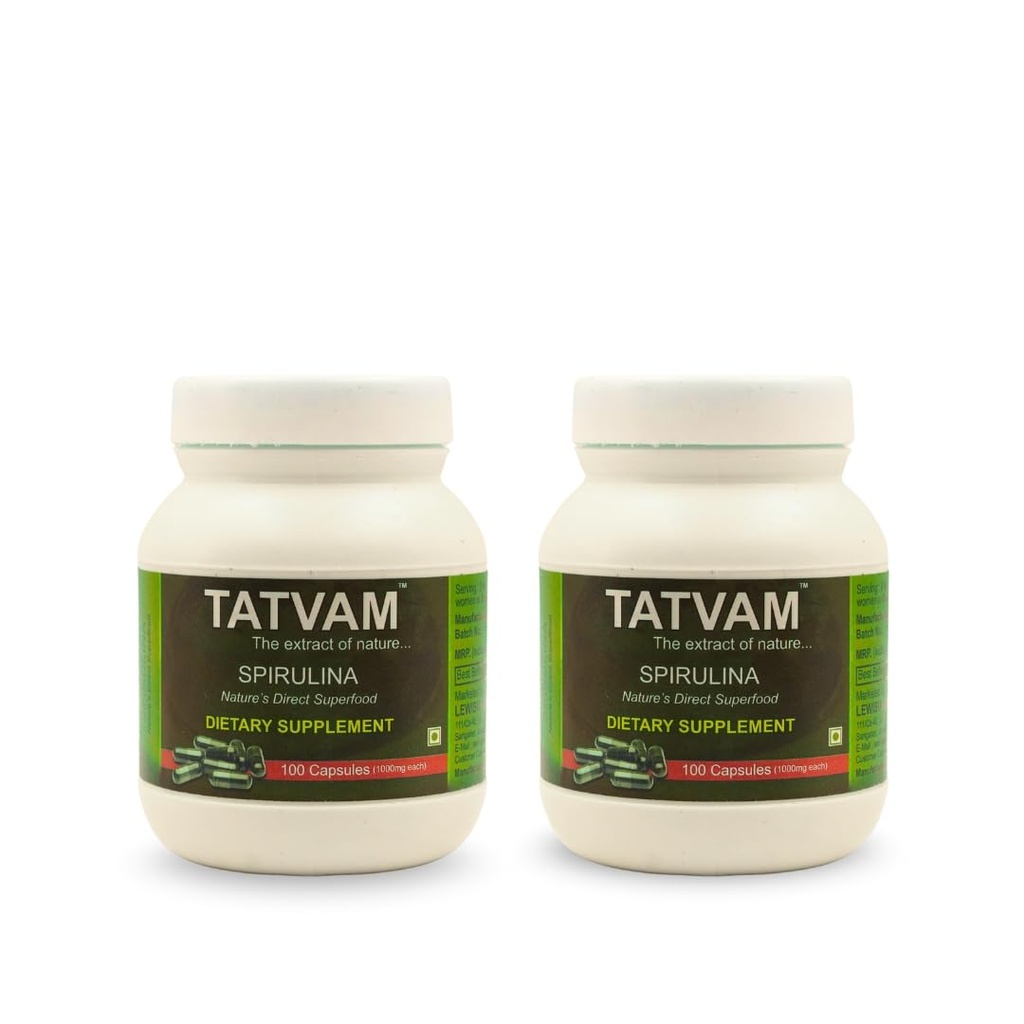Capsules | Wellness Supplement for Immunity And Vitality | Spirulina Green Tea Lemongrass Blend | Antioxidant Detox And Energy Boost | (60 Capsules) (Pack of 2)