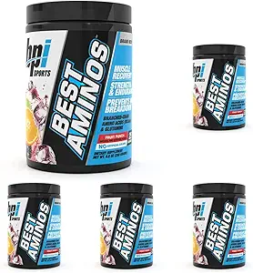 BPI Sports Best Aminos - BCAA Powder Post Workout & Glutamine Recovery Drank met vertakte keten Aminozuren voor hydratatie & Recovery, voor mannen & vrouwen - Fruit Punch - 25 porties (pakket van 5)
