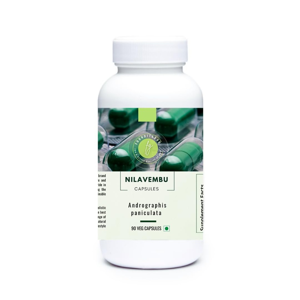 Nilavembu Capsules (Green Chiretta/Kalmegh/Andrographis paniculata) – Herbal Supplement for Immune Support, Detoxification, Liver Support, and Digestive Health – 90 Veg Capsules