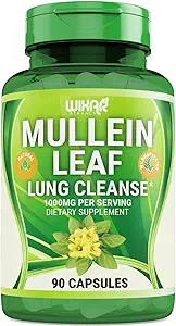 Mullein Leaf Capsules - 90 Capsules - Herbal Supplement ondersteunt gezonde ademhalingsfunctie & Mucous Membranen - 1000 mg - Natuurlijke Mullein voor Long Reiniging Ondersteuning