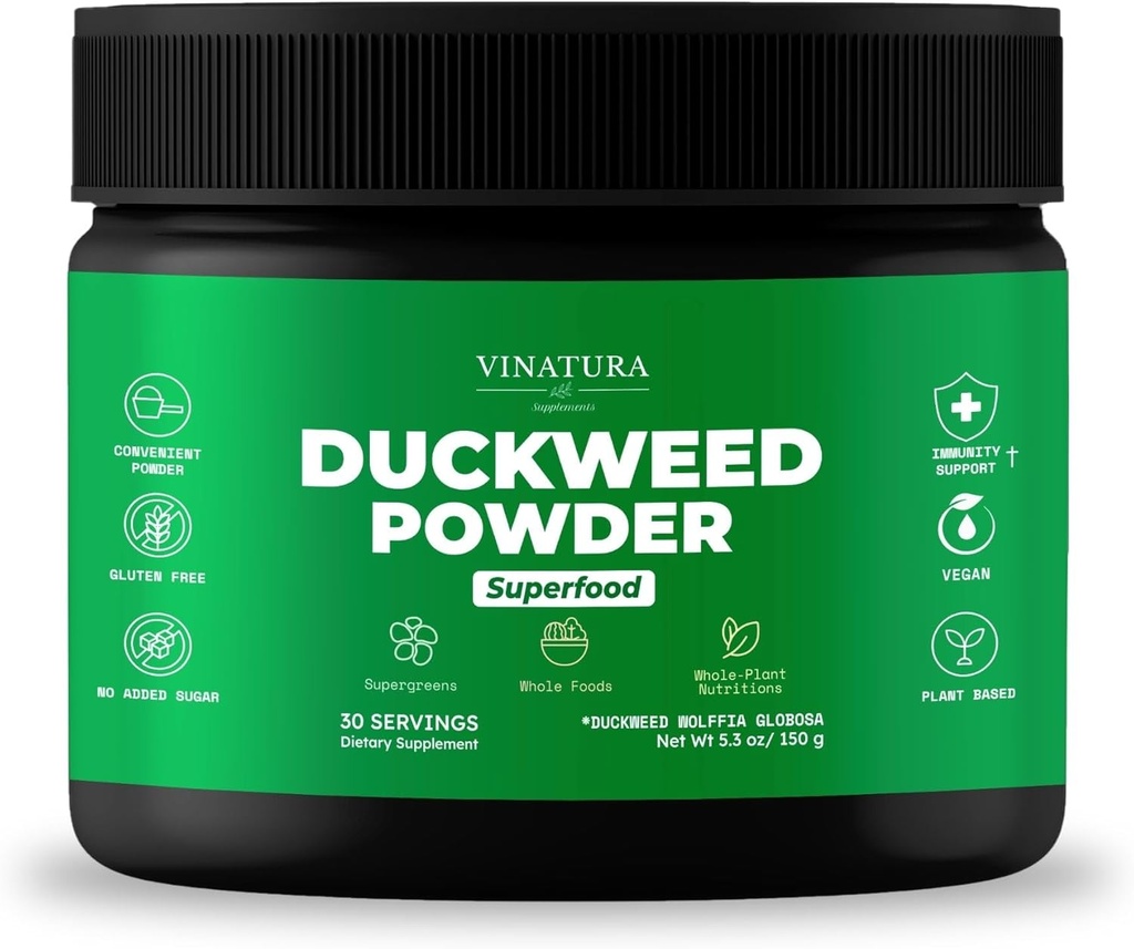 VINATURA Duckweed Powder - Duckweed Supplement, Superfood Digestieve Gezondheid, Fiber-Superfood Powder of Wolffia Globosa