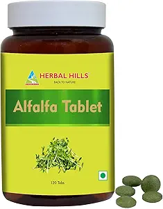 KRUIDEN HILLS Alfalfa Tablets 120 Telling Bron van Vitamine A Natural Green Superfoods