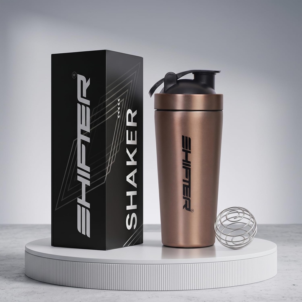 Shifter Gym Shaker Steel for Protein Shake Leakproof Bottles for Protein, Preworkout and Bcaa Shake, Protein Shaker Gym Bottle Men and Women BPA-Free Material Stainless steel- 700 Ml