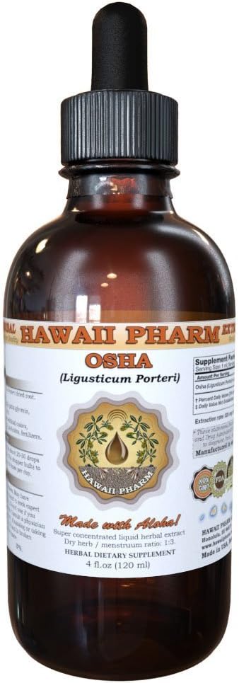 Hawaii Pharm OSHA (Ligusticum porteri) Liquid Extract, Tinctuur, Kruidensupplement, Made in USA, 2 fl.oz