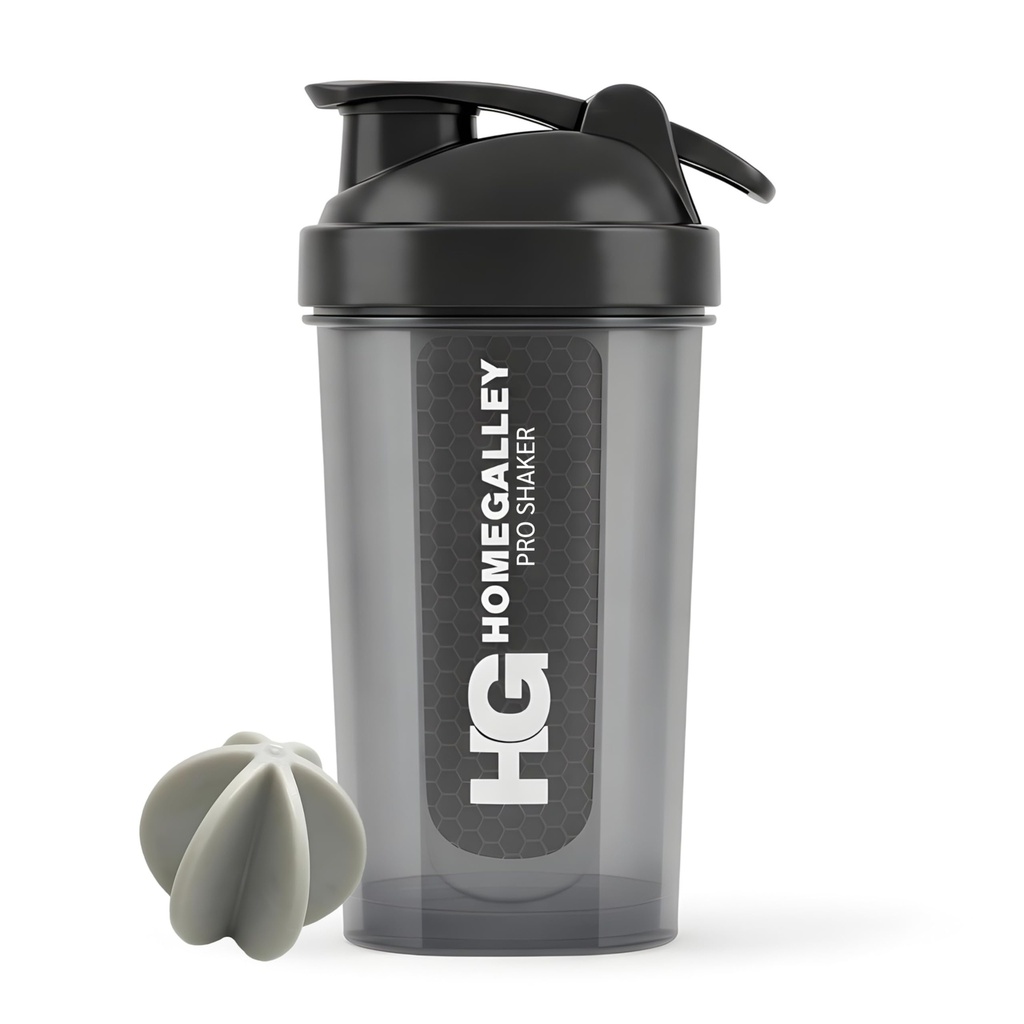 Pro Shaker Bottle with Blender Ball, Leakproof BPA Free Protein Mixer for Gym & Pre/Post Workout with Flip Top Lid, Black 500ml
