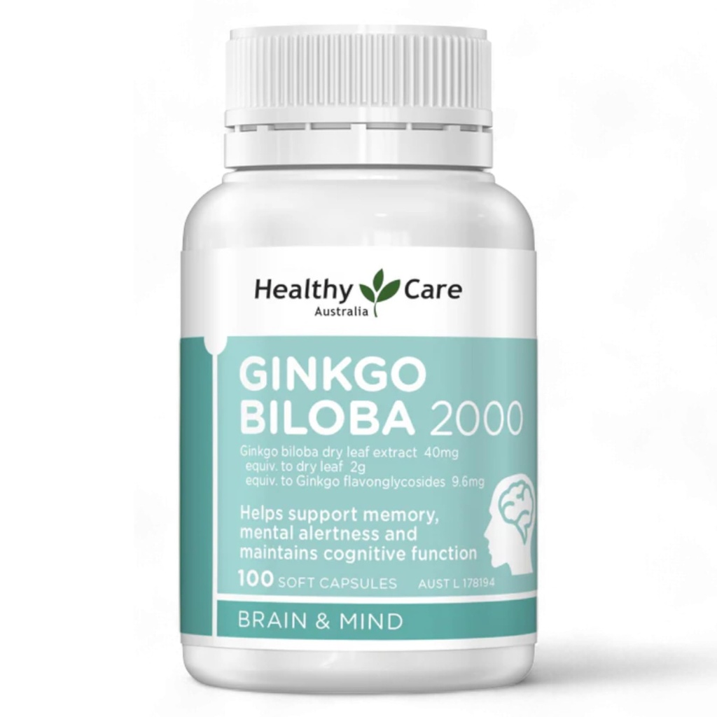 Gezonde Zorg Ginkgo Biloba 2000mg 100 Capsules Australische Made