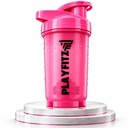 Wave Prime Shaker Bottle for Protein Mixes | 500ml. Pre Workout Shaker Bottles | Unbreakable Gym Protein Shaker Bottle with Rounded Bottom | Classic Loop Hook (Pink)