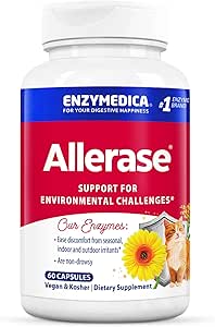 Enzymedica, Allerase, Niet-Drowsy Enzyme Supplement om te helpen verlichten seizoensslijm Buildup, 60 Tellen