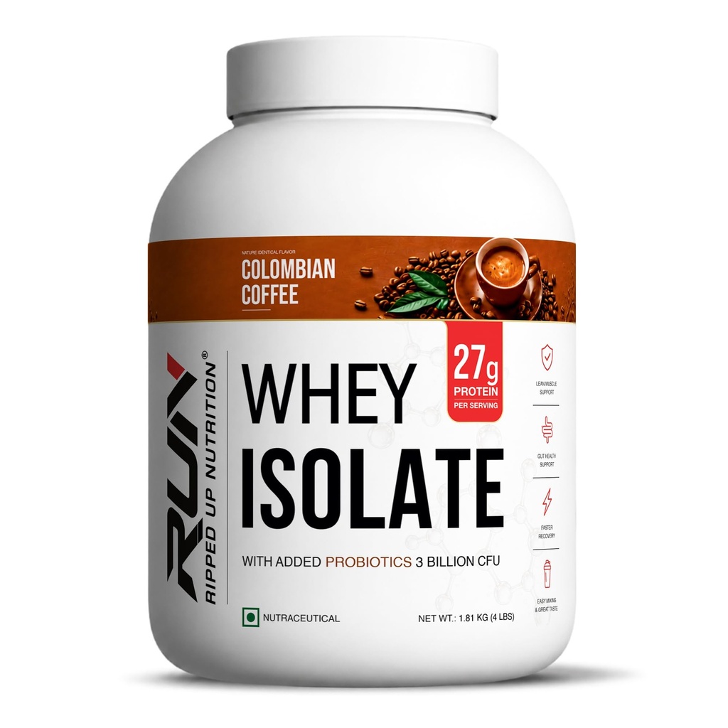 Ripped Up Nutrition Whey Protein Isolate | 27g Fast-Absorbing Protein/Scoop | Low Carb & Fat for Lean Muscle Growth | No Fillers or Maltodextrin | GMP Certified (Colombian Coffee, 1.81 kg (4 lbs))