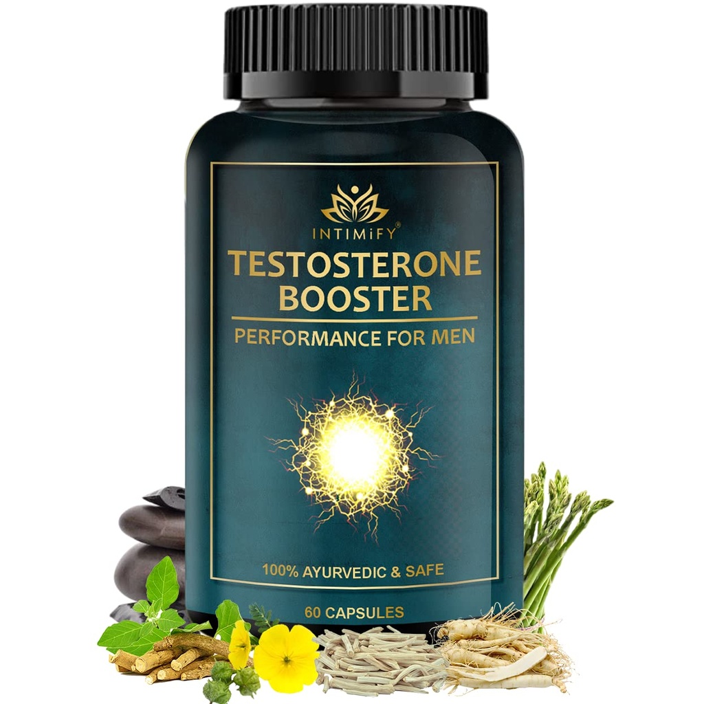 INTIMIFY Testosterone Booster Supplement | Natural Ingredients with Ashwagandha, Gokshura, Shilajit, and Safed Musli | 60 Veg Capsules