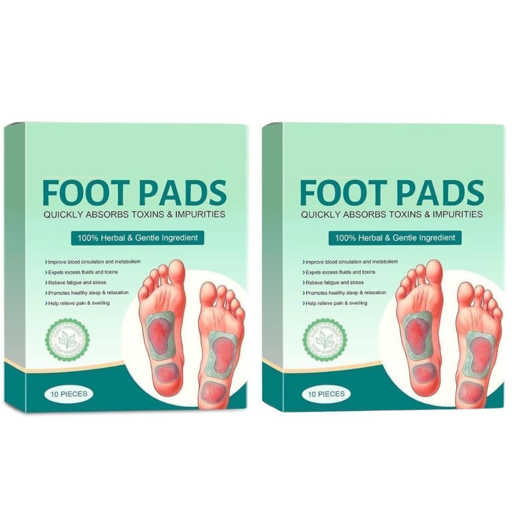 (Pack of 2) Herbal And Gentle Ingredient Foot Pads (20 pieces), Natural Ingredients for Sleep Aid, Pain Relief, Detoxification and Acupoint Micro-Massage Technology