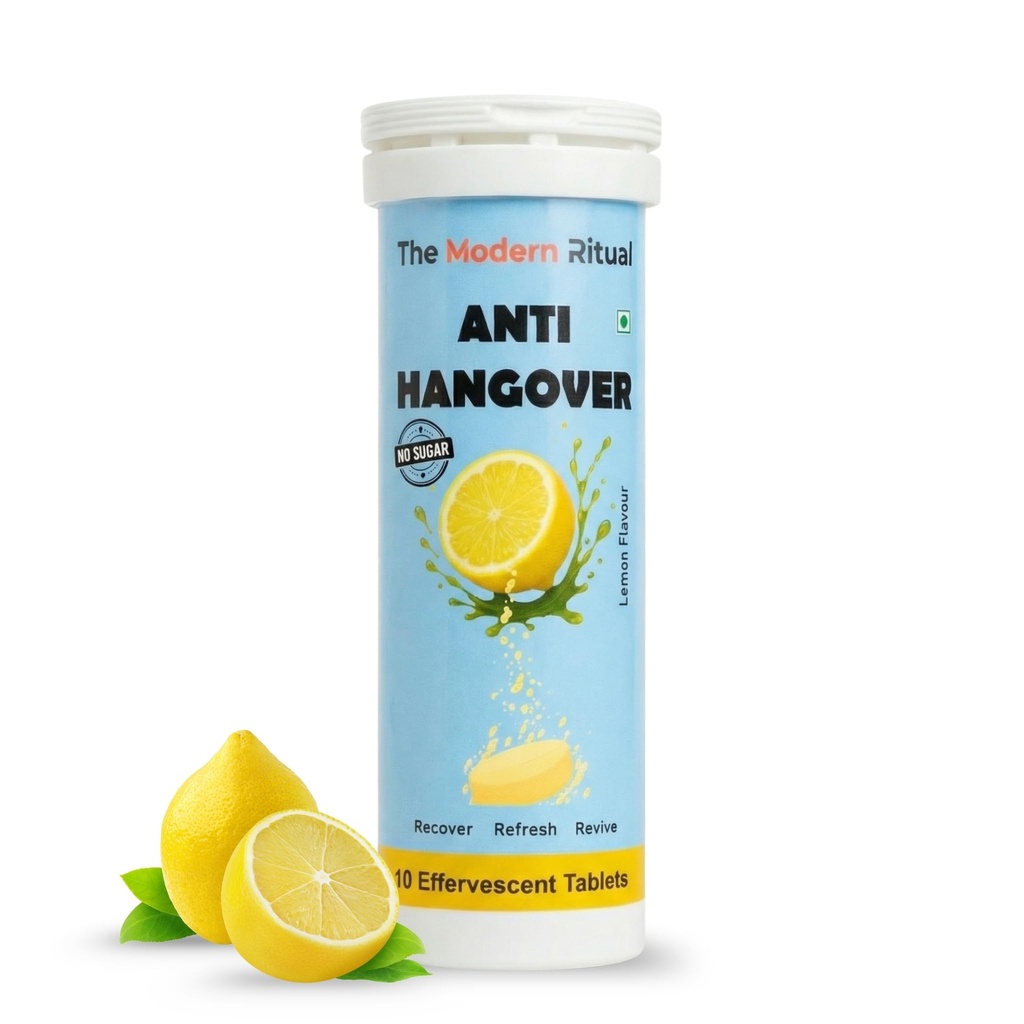 Anti-Hangover Effervescent Tablets | Instant Hangover Relief, Hydration & Energy Booster | Liver Support Formula | Zero Sugar | Vegan | Lemon Flavour 10 Tablets