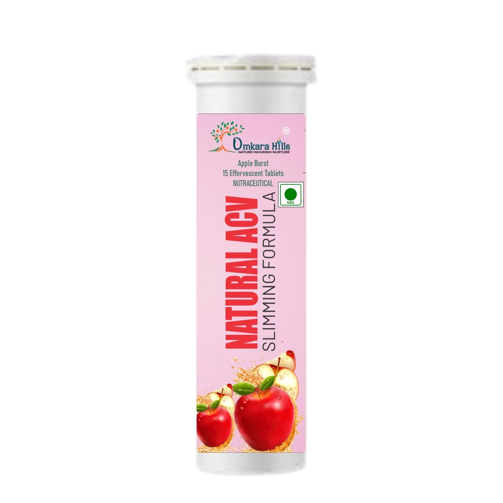 ACV Apple Cider Vinegar Effervescent Tablets with Apple Powder & Vitamin B6 B12 | Fizzy Drink Preparation | Convenient Nutritional Supplement | 15 Tablets
