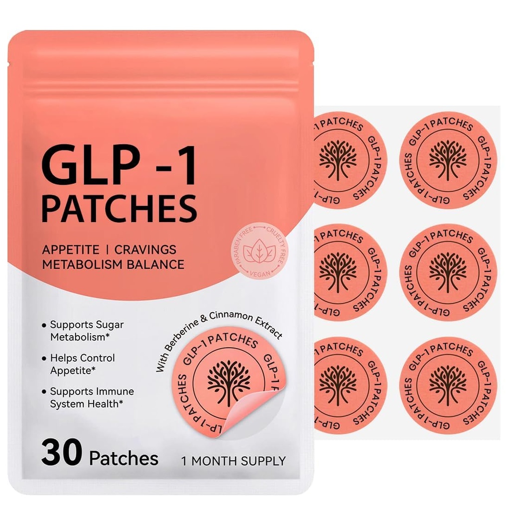 GLP-1 Support Patches | Appetite & Cravings Support | Plant Based Berberine & Cinnamon | Metabolism Balance | 30 Patches