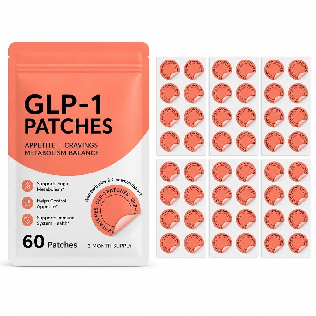 RIDOY GLP-1 Patches for Appetite, Cravings and Metabolism Balance, with Berberine & Cinnamon Extract, 60 Patches (PACK OF 2)