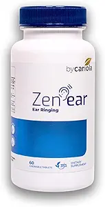 Zen oor Tinnitus Relief for Ringing Ears - Chewable Ear Health Herbal Supplement with Magnesium, Zink, B Complex, Bioflavonoids - Reduce Noise & Promote Clarity - 60 Tablets (30 Servings)