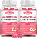 (2 Pack) Magnesium Glycinate Gummies-Magnesium Glycinate 500mg, Magnesium Complex Supplement met Kalium, VitamineD, B6 voor Kalmte, Slaap&Stress Relief-Sugar Free, 120 Perach Magnesium Gummies