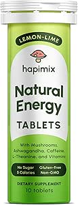 Natural Energy Bruistabletten met natuurlijke cafeïne, Lion's Mane & Electrolytes 8 Krachtige Adaptogenen met 50mg Cafeïne en zonder water 10 porties