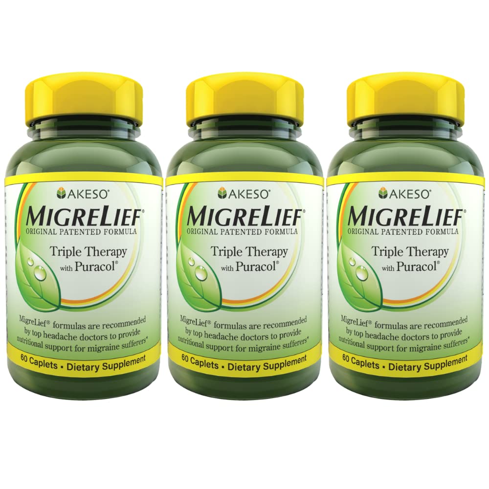 MigreLief Original Formula Triple Therapie met Puracol, 60 Graaf (pakket van 3)