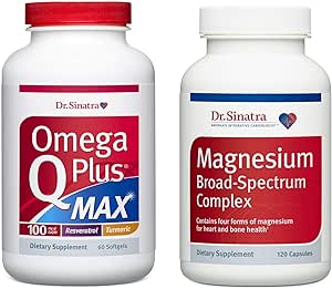 Dr. Sinatra Omega Q Plus MAX met 100 mg CoQ10 en Magnesium Broad-Spectrum Complex Ultimate Heart Health Bundle Geavanceerde Cardiovasculaire Ondersteuning voor gezonde cholesterol en bloeddruk