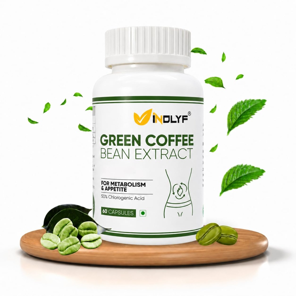 Green Coffee Bean Extract Capsules with 50% Chlorogenic Acid - 60 Veg Capsules | Natural Support for Weight Management, Metabolism Boost, Appetite Control & Antioxidant Protection