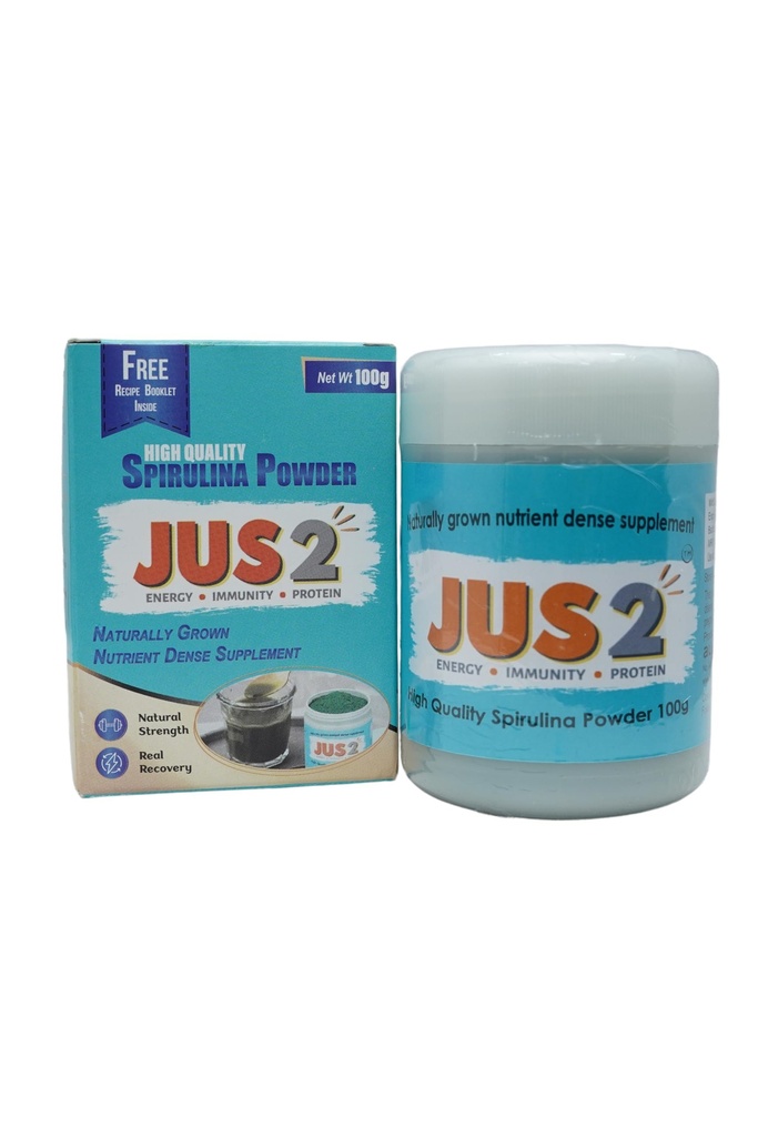JUS2 Spirulina Powder, Energy Immunity Protein Supplement, 100g