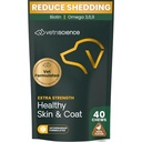 VetriScience Extra Sterkte Gezonde huid & Coat Kauwen, Omega Plus Supplement voor honden, met Balanced Omega 3, 6, 9, Fish Oil en Biotin, Skin Health, Coat Growth and Shine, Duck, 40 Tel.