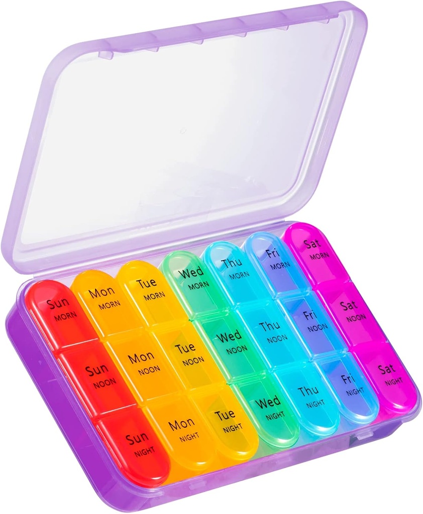 ASprink pil Organizer 3 keer per dag, grote pil geval met 21 Compartiment Travel pil Organizer, om vitamines te houden, geneeskunde