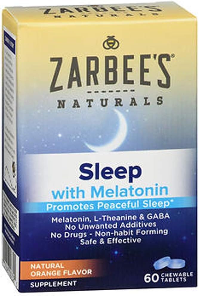 Zarbee's Naturals Slaap Melatonine, Oranje smaak, 60 Kauwtabletten (pack van 2)
