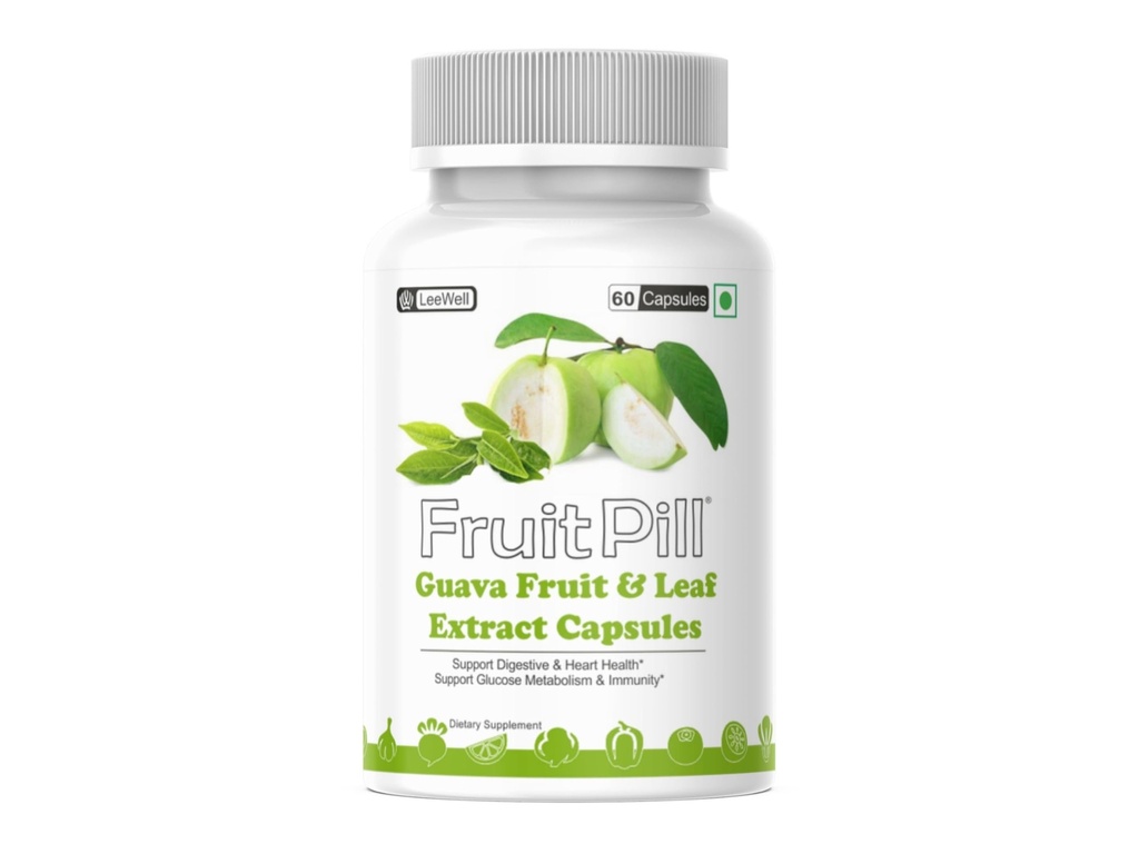 (LeeWell) Guava Fruit Extract and Guava Leaves Extract, Rich in Vitamin C, Fiber, and Antioxidants, Support Detoxification, Anti-inflammatory and Antimicrobial- 60 Capsules