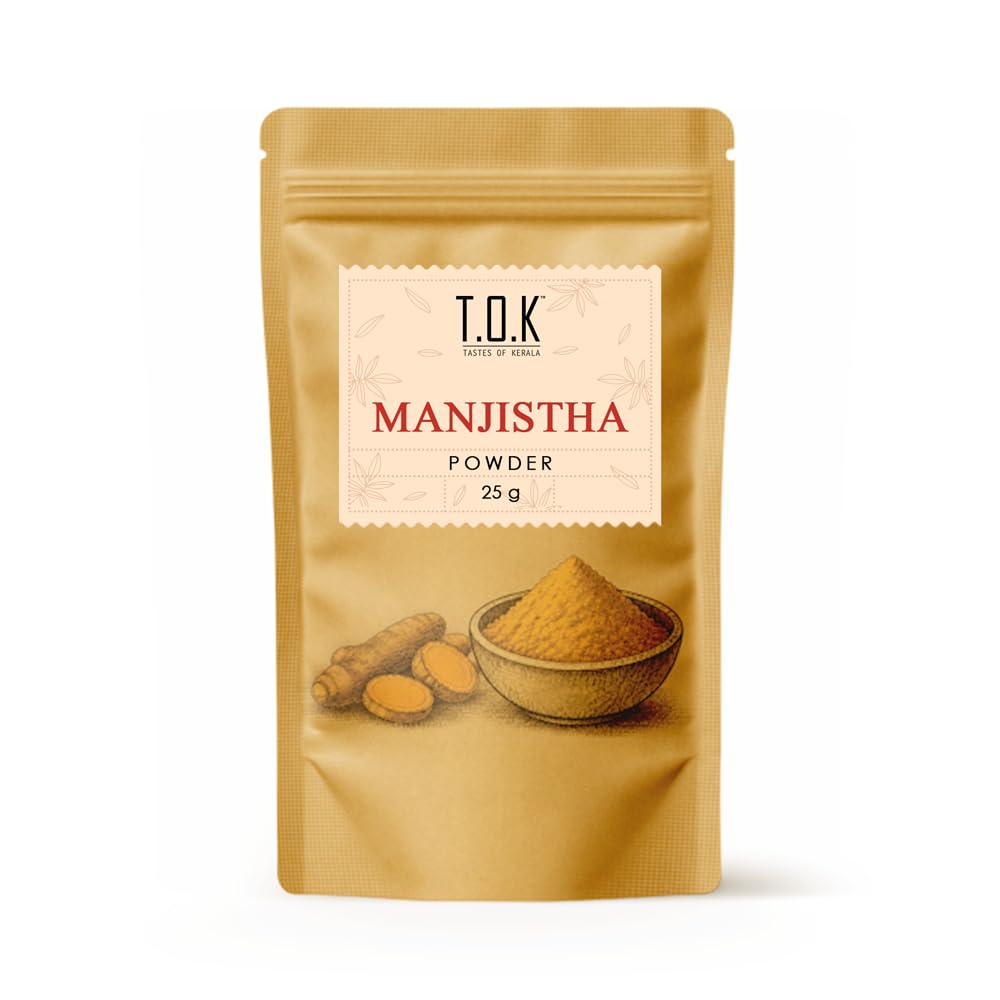 T.O.K Tastes of Kerala Manjistha Powder 25g (Indian Madder/Manjishta/Manjitti/Manjeti) | Premium Natural Herbal Powder for Face Packs, Beauty & Personal Care Applications